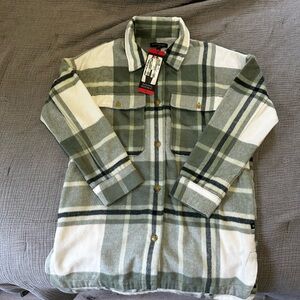 Banana Republic Green and White Plaid Overshirt